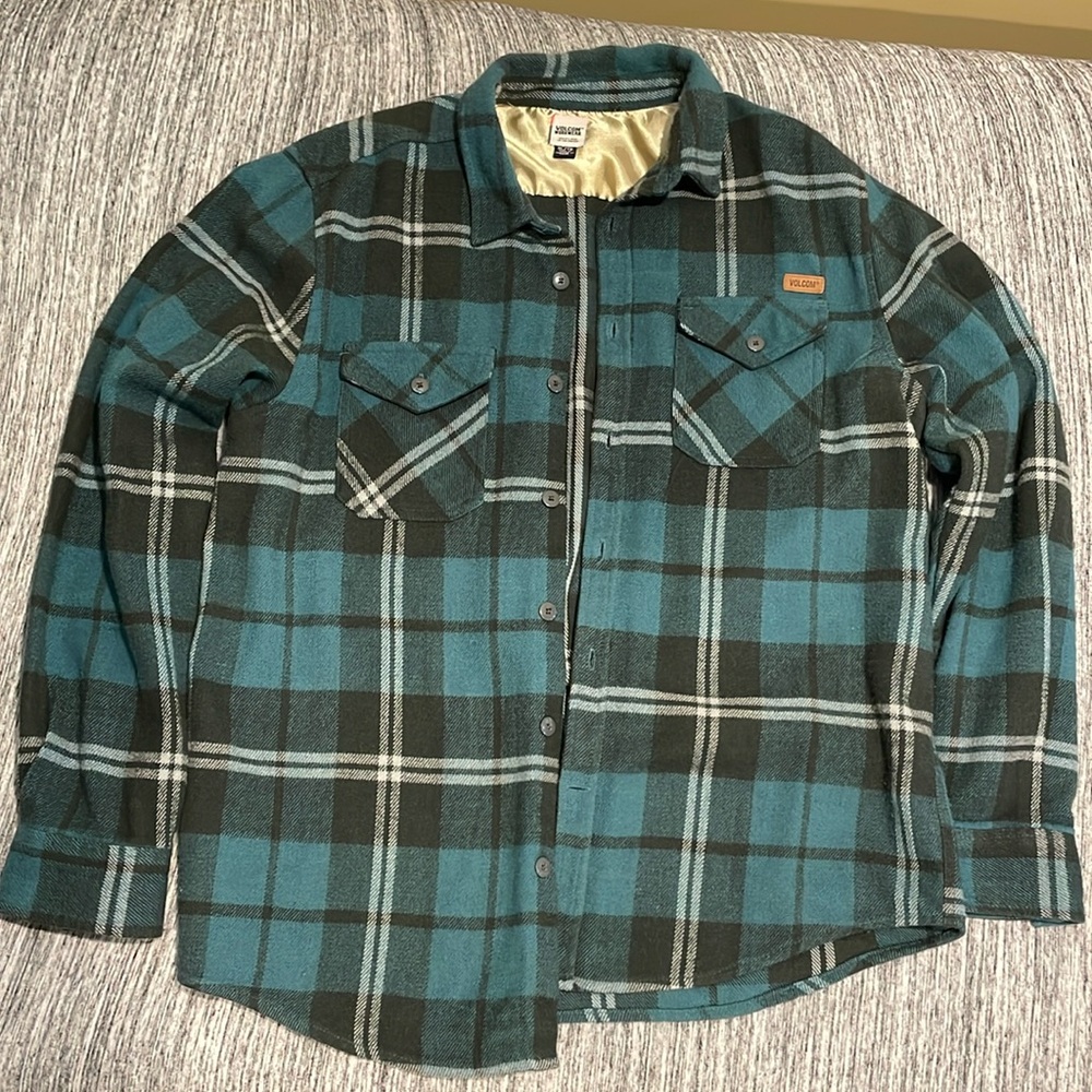 Volcom workwear blue and white flannel xl extra large